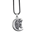 Sterling Silver Wolf Moon Pendant: Engraved Crescent Necklace   Charmora Jewelry