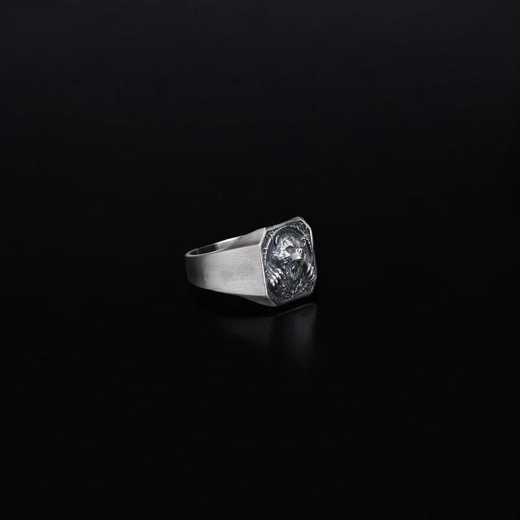Oxidized Sterling Silver Bear Ring - Animal Lover Jewelry   Charmora Jewelry