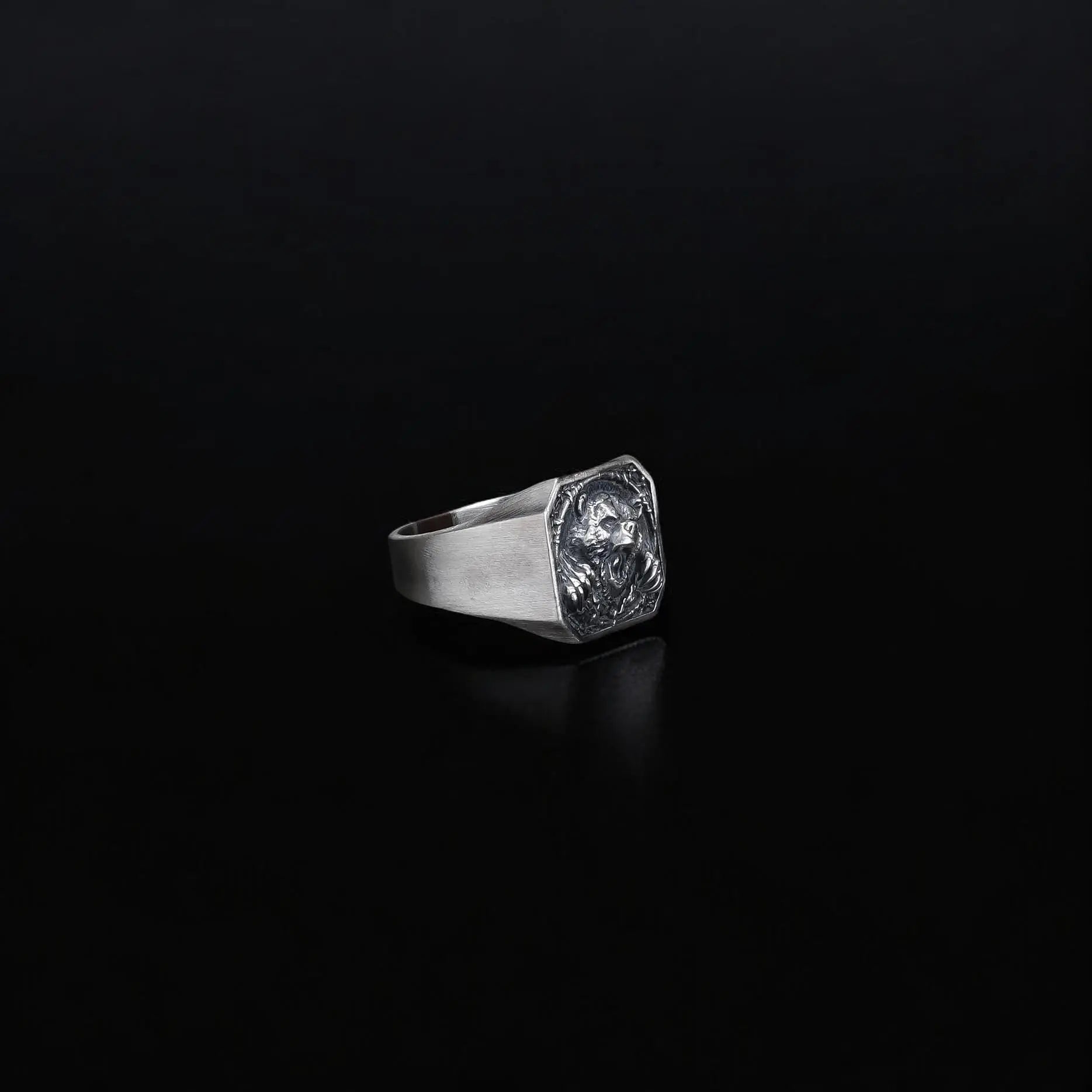 Oxidized Sterling Silver Bear Ring - Animal Lover Jewelry   Charmora Jewelry