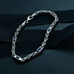 925 Sterling Silver Blue Baguette Bracelet for Men, Modern Men’s Jewelry Gift