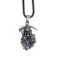 Handmade Sterling Silver Grim Reaper Pendant: Gothic Halloween Necklace
