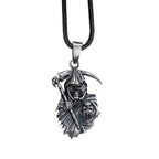 Handmade Sterling Silver Grim Reaper Pendant: Gothic Halloween Necklace