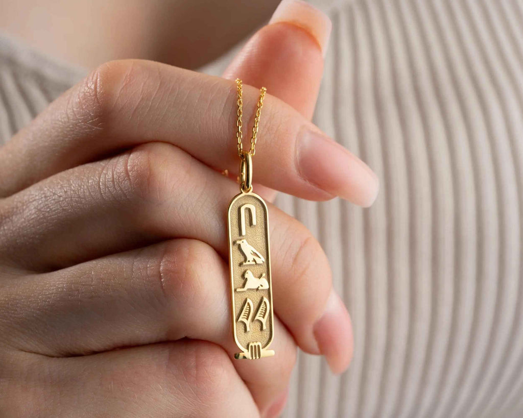 Custom Sterling Silver Egyptian Cartouche Necklace: Hieroglyph Name Jewelry