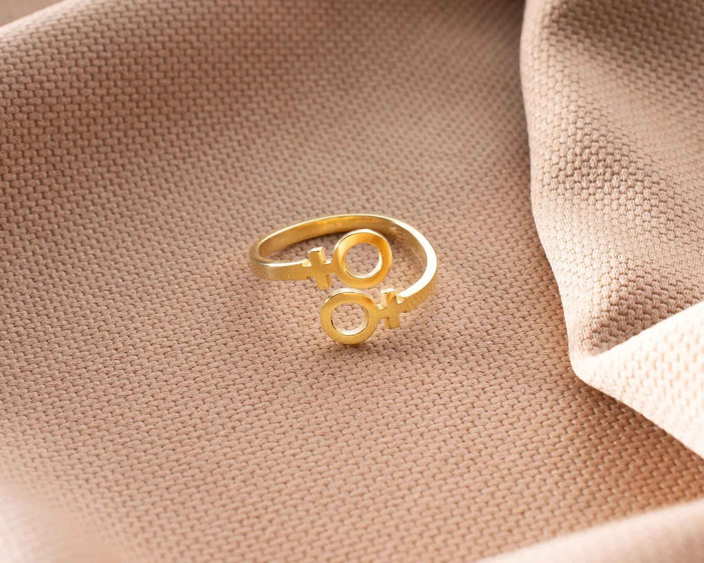 Sterling Silver Double Venus Ring: LGBTQ Pride Jewelry