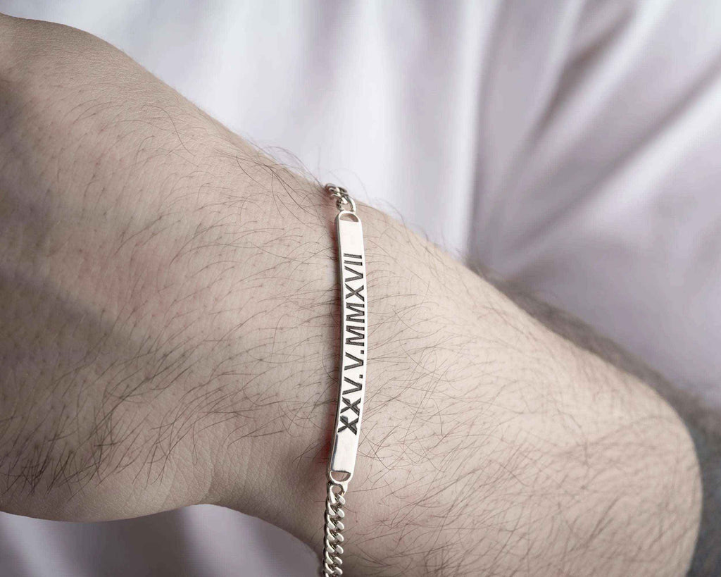 Personalized Sterling Silver Men’s ID Bracelet: Gift for Boyfriend