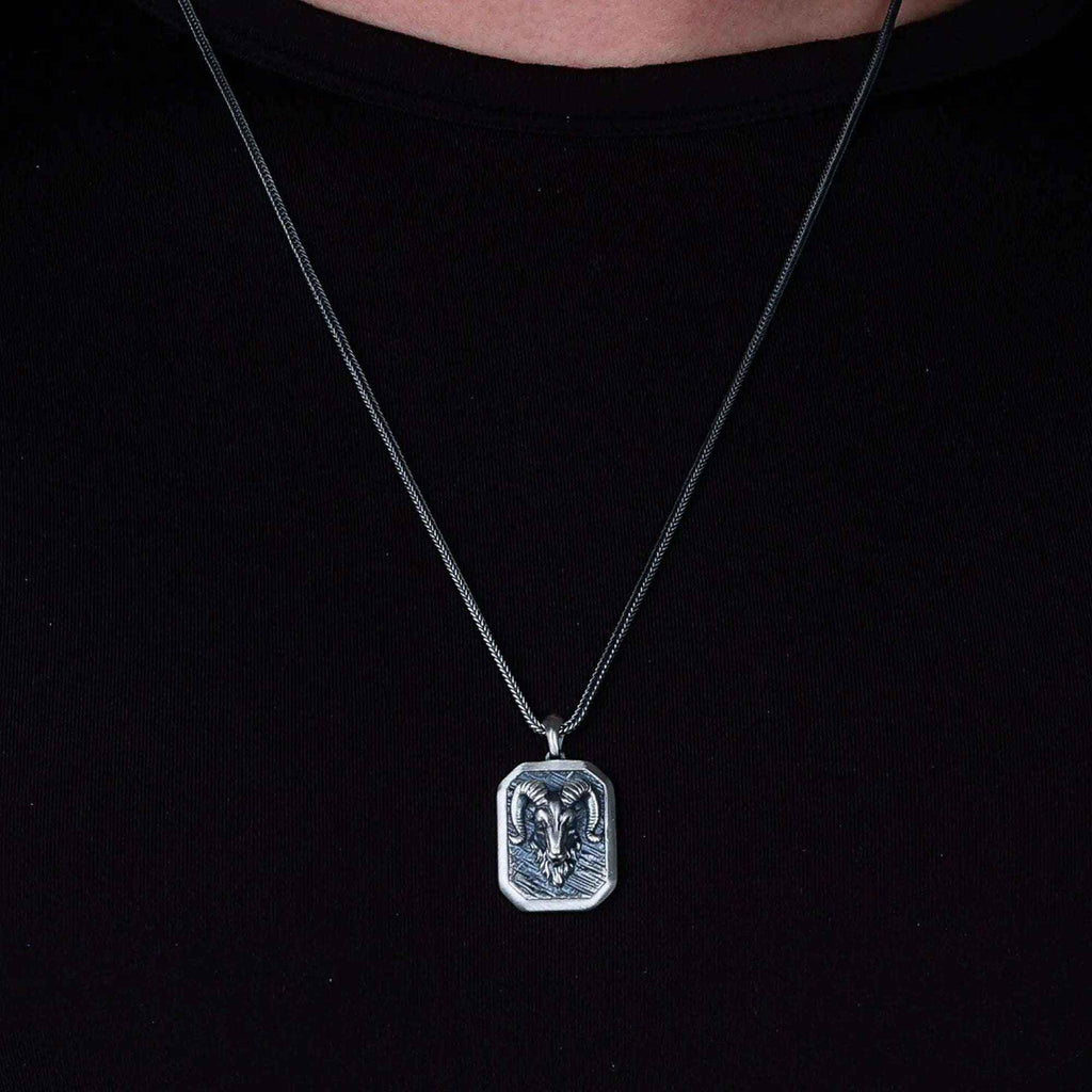Sterling Silver Ram Necklace: Aries Zodiac Pendant, Birthday Gift