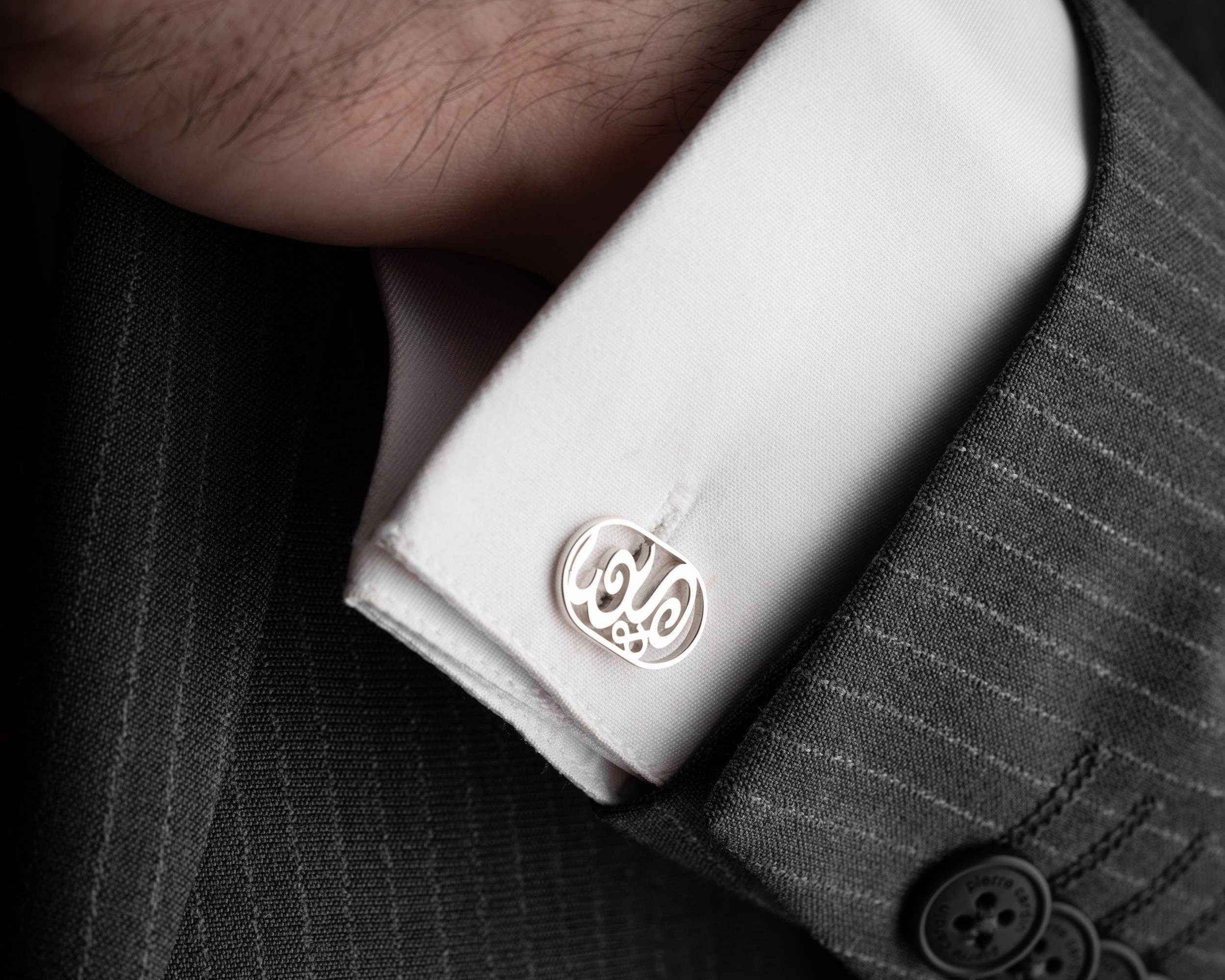 Personalized Sterling Silver Initial Cufflinks – Handmade Monogrammed Gift