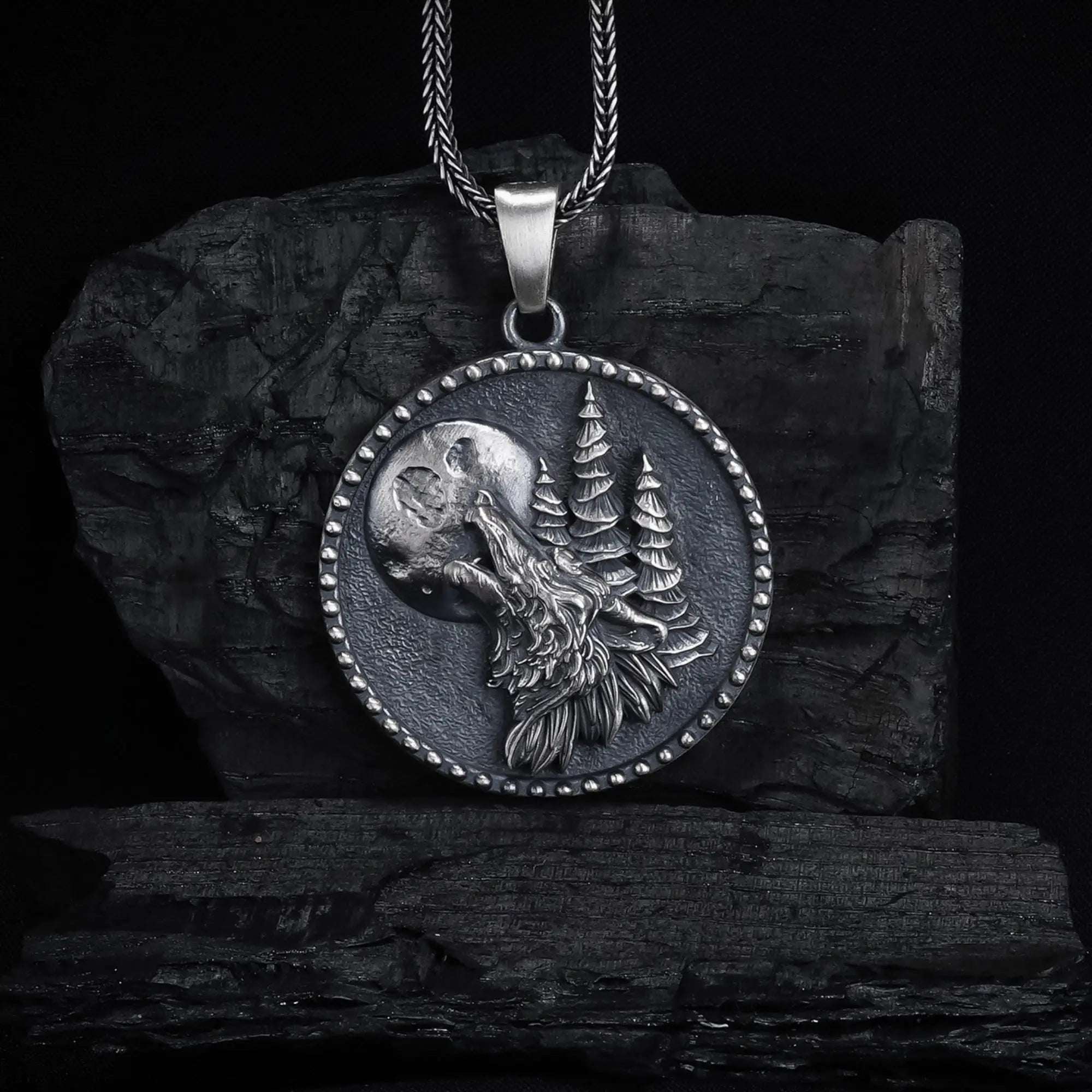 Sterling Silver Howling Wolf Necklace: Handmade Animal Pendant Men   Charmora Jewelry