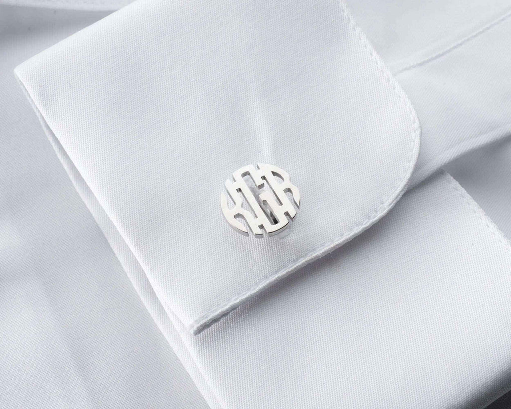 Monogrammed Sterling Silver Cufflinks, Personalized Initial Cuff Links