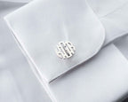 Monogrammed Sterling Silver Cufflinks, Personalized Initial Cuff Links