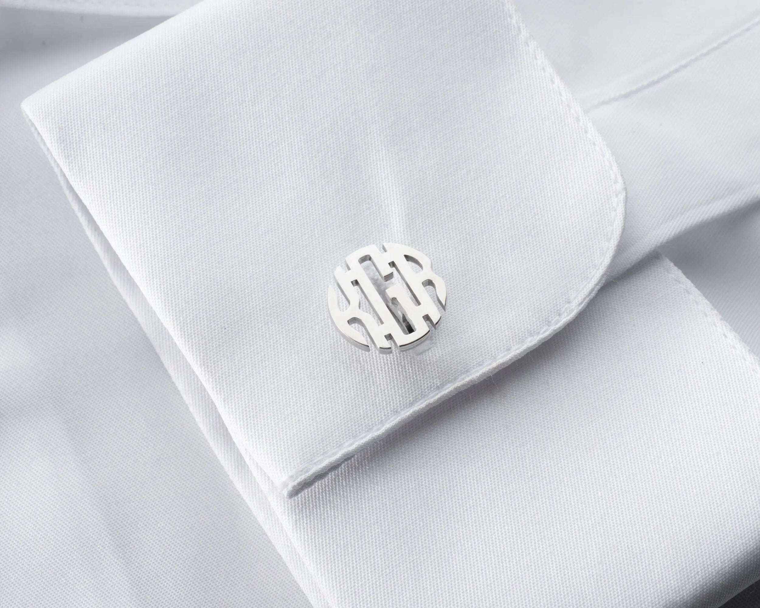 Monogrammed Sterling Silver Cufflinks, Personalized Initial Cuff Links