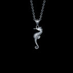 Oxidized Sterling Silver Seahorse Necklace, Nautical Jewelry   Charmora Jewelry