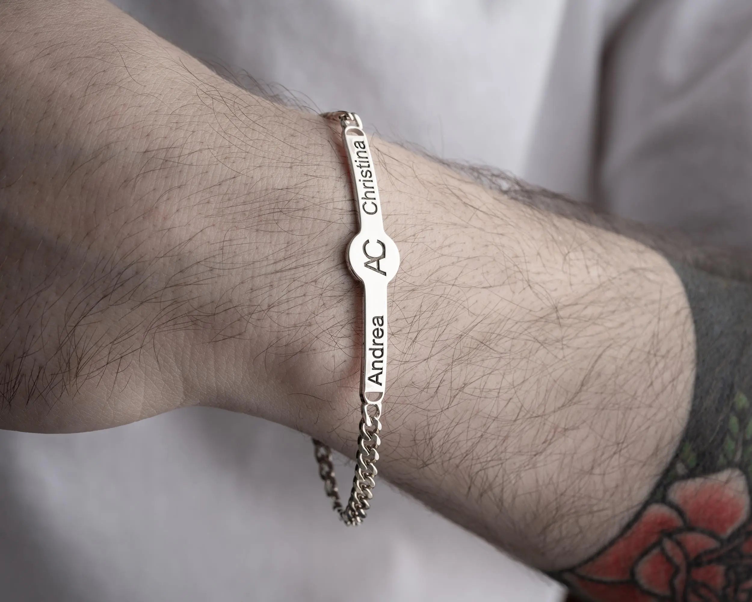 Bracelet de couple personnalisé en argent sterling : cadeau de Saint-Valentin