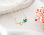 Blue Opal Tulip Necklace: 925 Sterling Silver Pendant