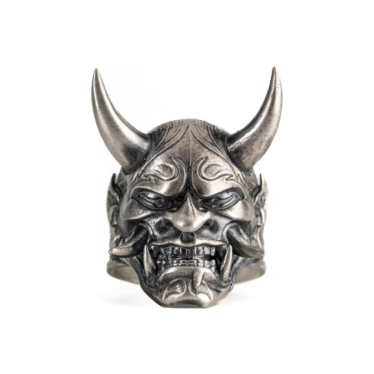 Traditional Mask Motif Signet Ring  Ring  Charmora Jewelry