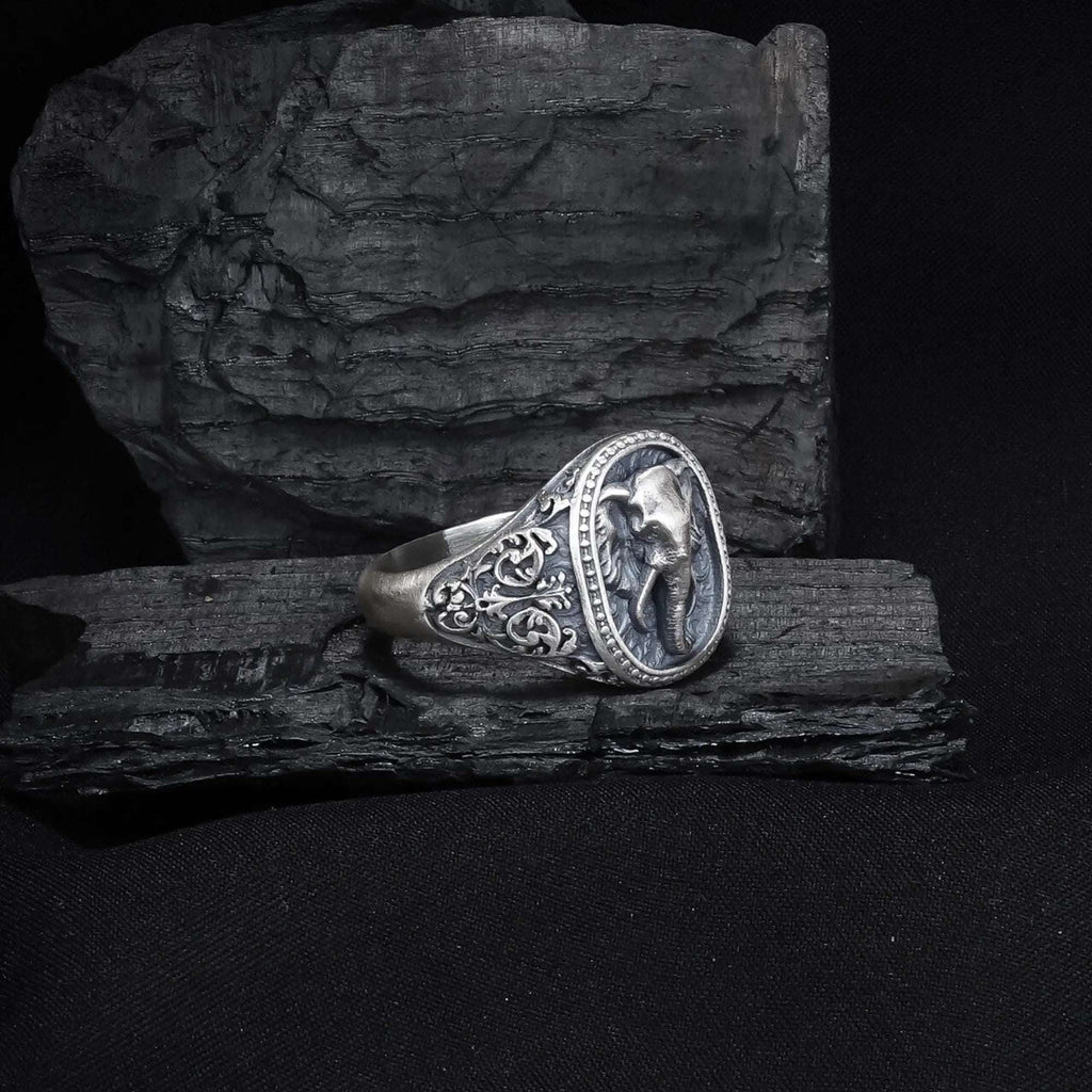 Handmade Sterling Silver Elephant Ring: Animal Jewelry Gift   Charmora Jewelry