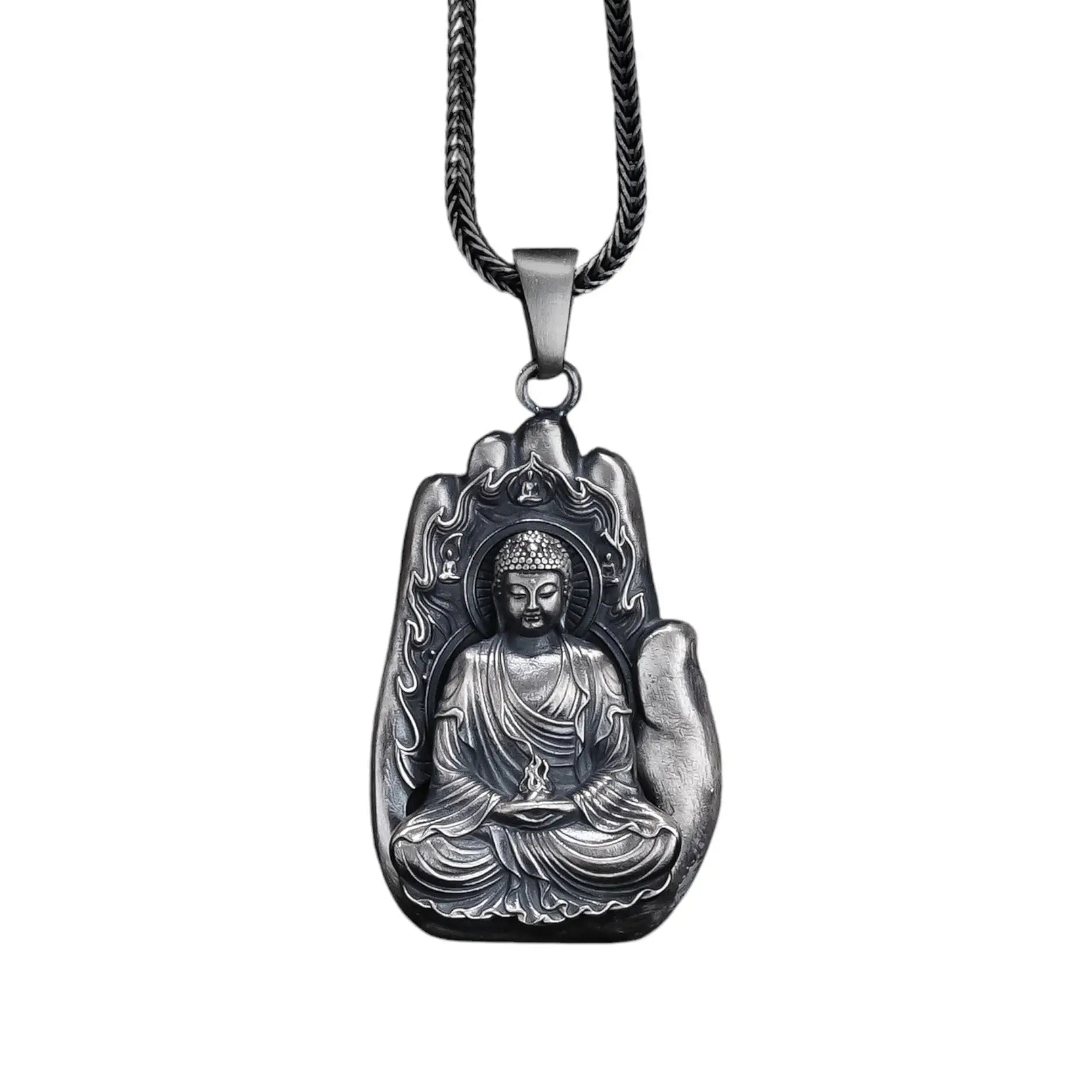 Collier Bouddha en argent sterling : Pendentif méditation yoga fait à la main