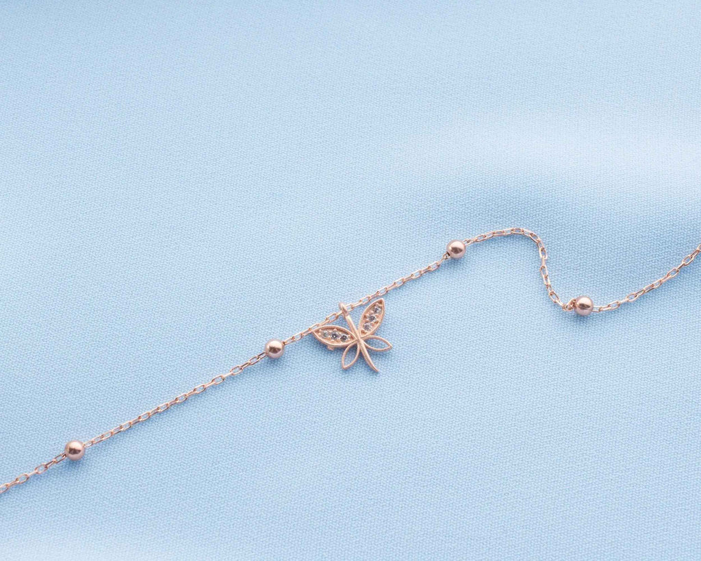Sterling Silver Butterfly Anklet: Dainty Beach Jewelry