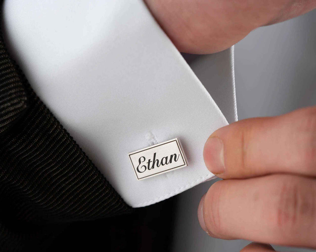 Engraved Sterling Silver Name Cufflinks, Personalized Gift