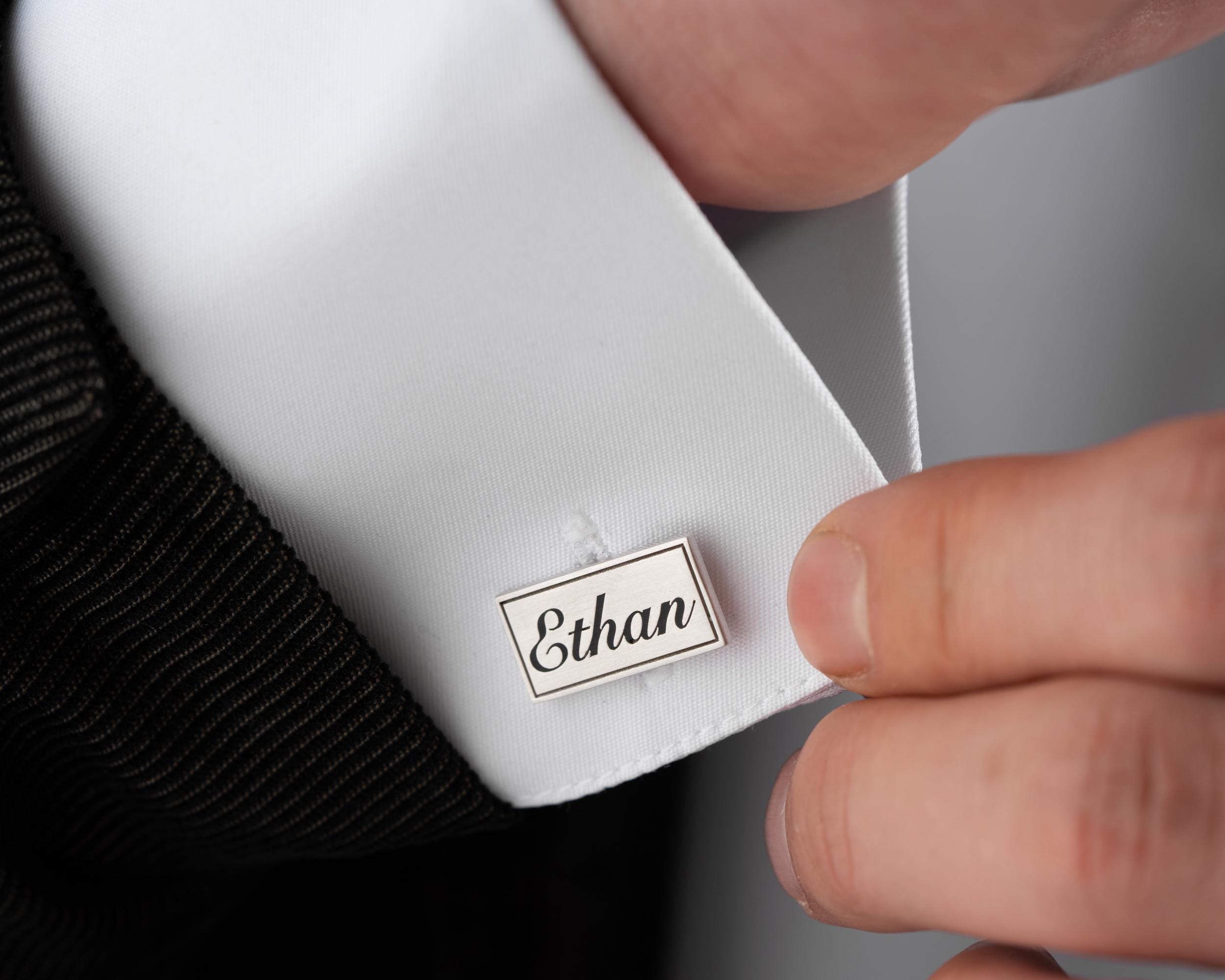 Boutons de manchette personnalisés en argent sterling gravé, Cadeau personnalisé