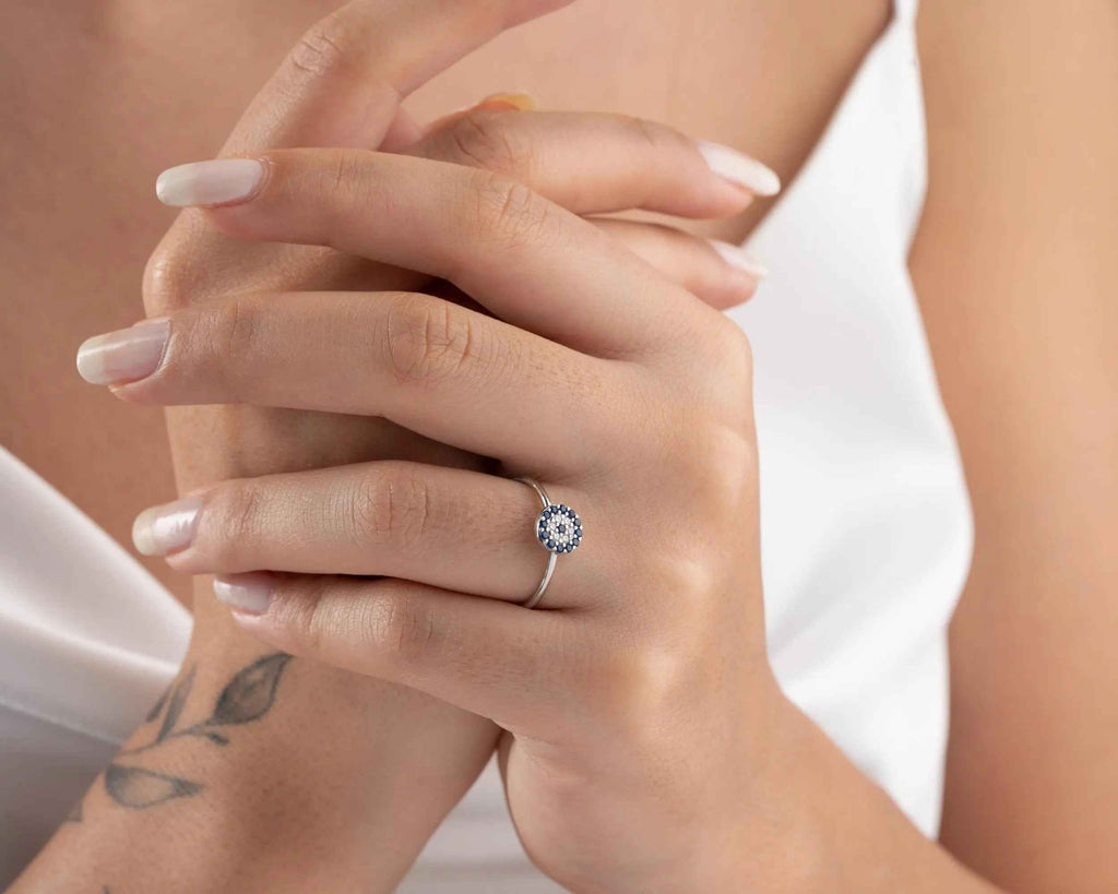 Sterling Silver Evil Eye Ring: Women's Protection Jewelry