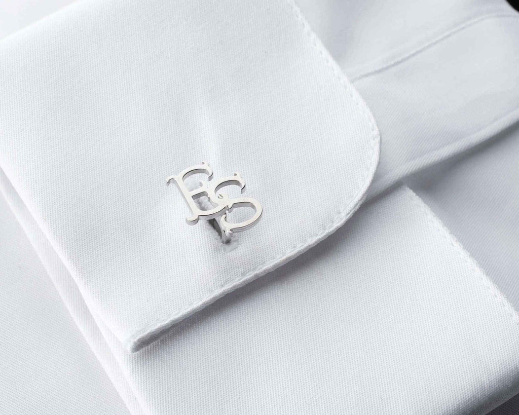 Custom Initial Cufflinks: Engraved Sterling Silver Groomsmen Gift