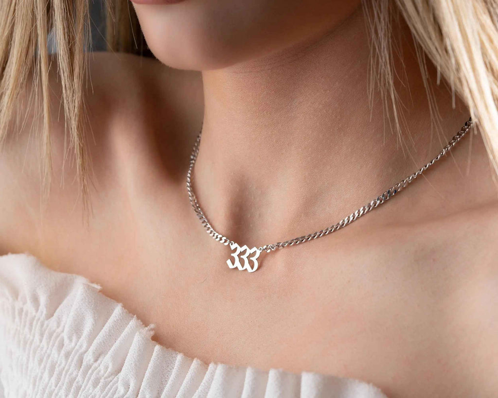 333 Angel Number Necklace: Sterling Silver Lucky Charm
