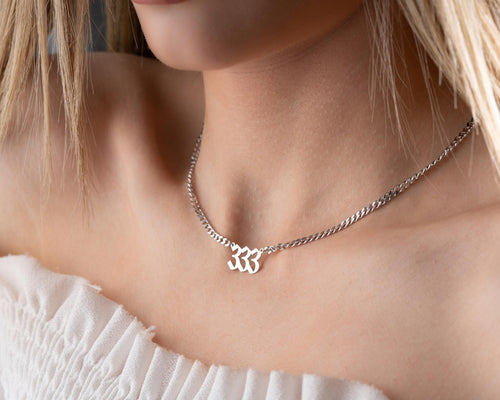 333 Angel Number Necklace: Sterling Silver Lucky Charm