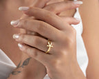 Solid Gold Ankh Ring: Egyptian Cross Jewelry, Handcrafted Gift
