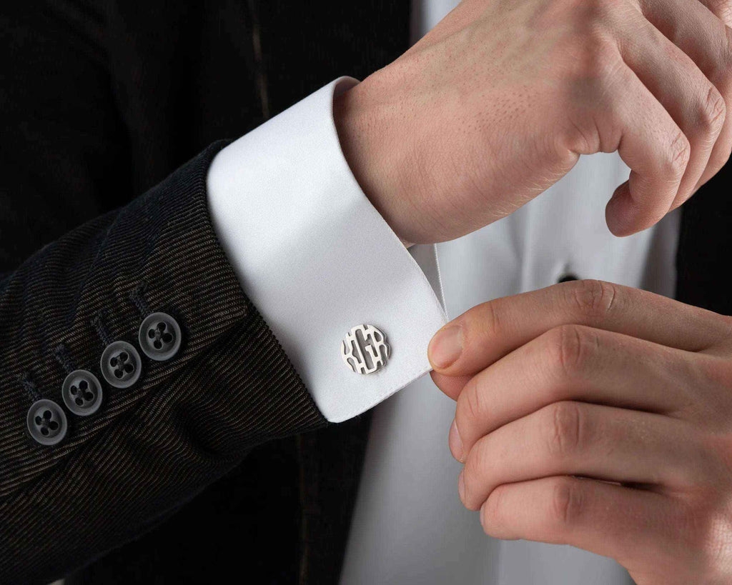 Monogrammed Sterling Silver Cufflinks, Personalized Initial Cuff Links