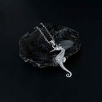 Oxidized Sterling Silver Seahorse Necklace, Nautical Jewelry