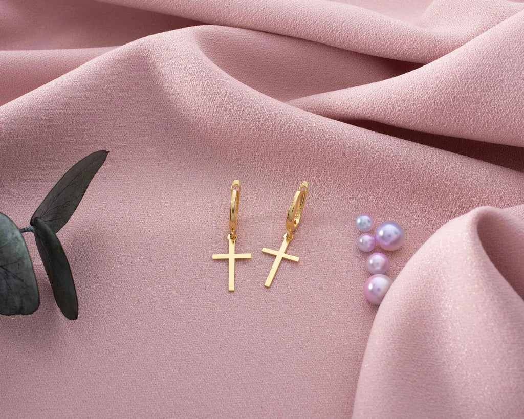 Gold Cross Earrings: Sterling Silver Christian Jewelry