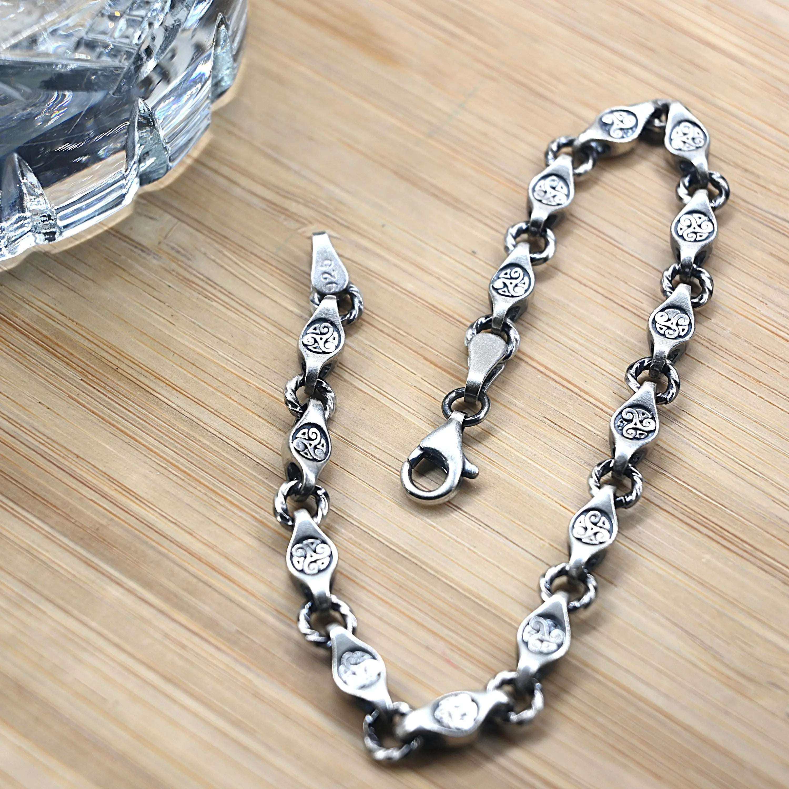 Handcrafted Sterling Silver Cuff Bracelet: Intricate Patterned Design, Adjustable   Charmora Jewelry