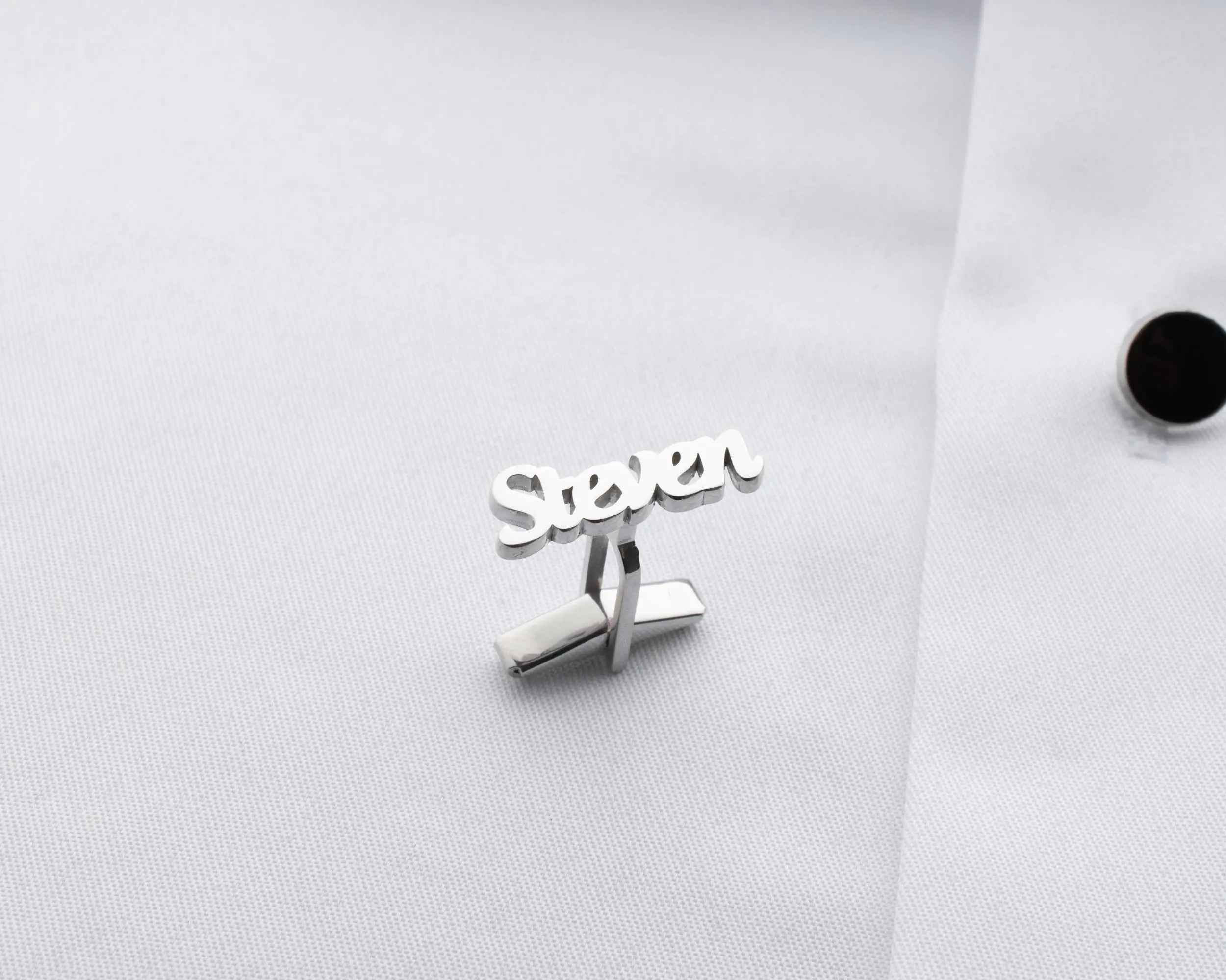 Sterling Silver Custom Name Cufflinks: Personalized Groomsmen Gift