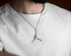 Handmade Sterling Silver Basketball Player Pendant Necklace   Charmora Jewelry