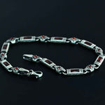 Sterling Silver Men’s Bracelet with Garnet Baguette Stones – Gift for Him