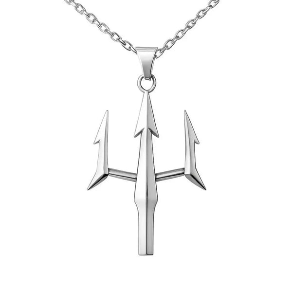 Sterling Silver Necklace Trident: Poseidon's Spear Pendant, Mythology Jewelry