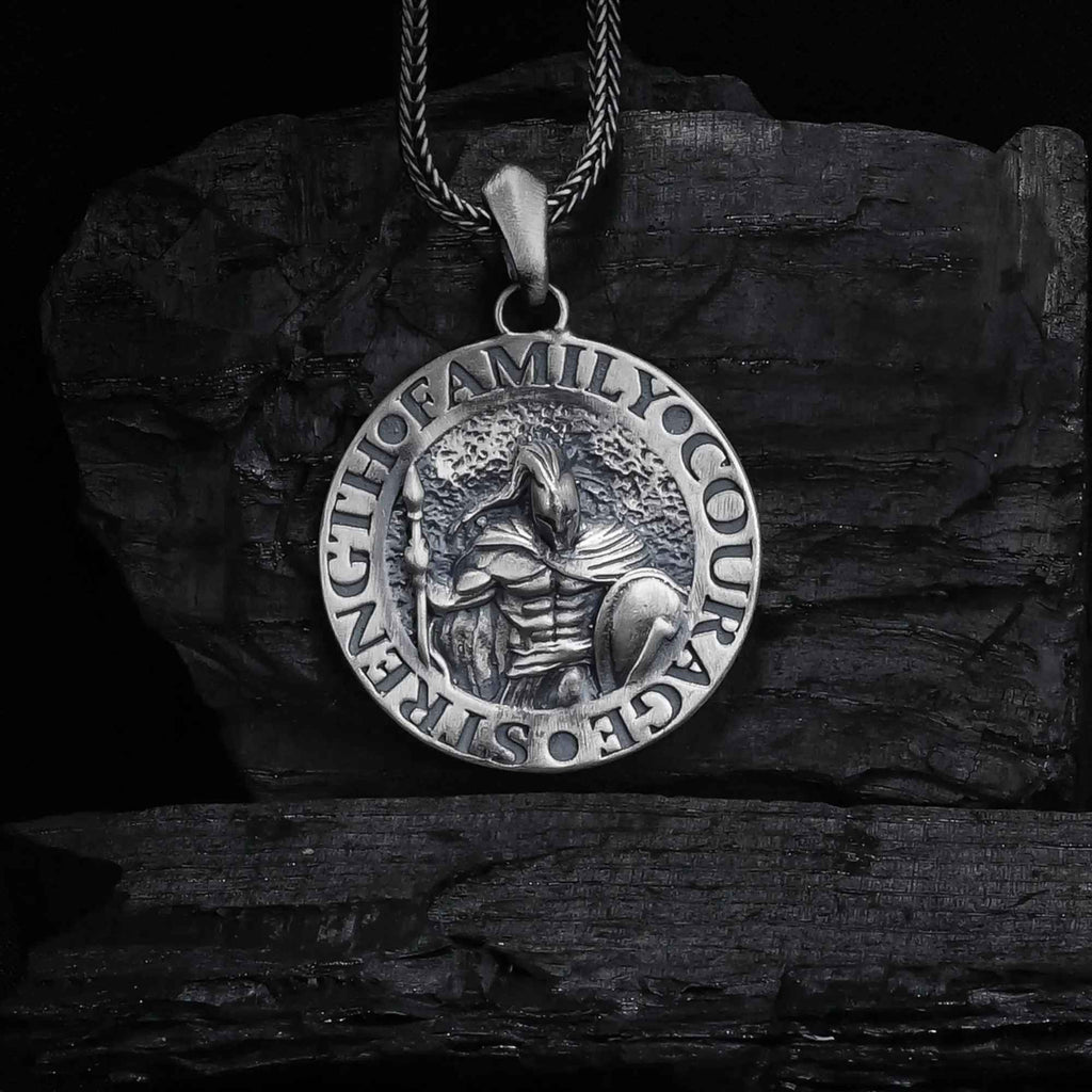 Sterling Silver Spartan Warrior Pendant Necklace: Ancient Greek Jewelry Gift