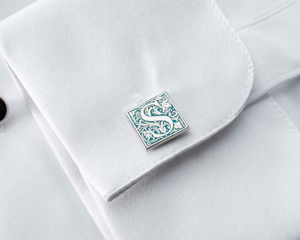 Personalized Initial Cufflinks: Engraved Sterling Silver Groomsmen Gift
