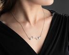 Silver Tulip Necklace: Opal Stone Pendant, Handmade Floral Jewelry