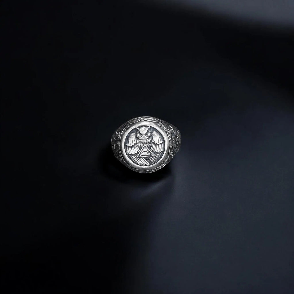 Sterling Silver Owl Ring: All-Seeing Eye Bird Jewelry   Charmora Jewelry
