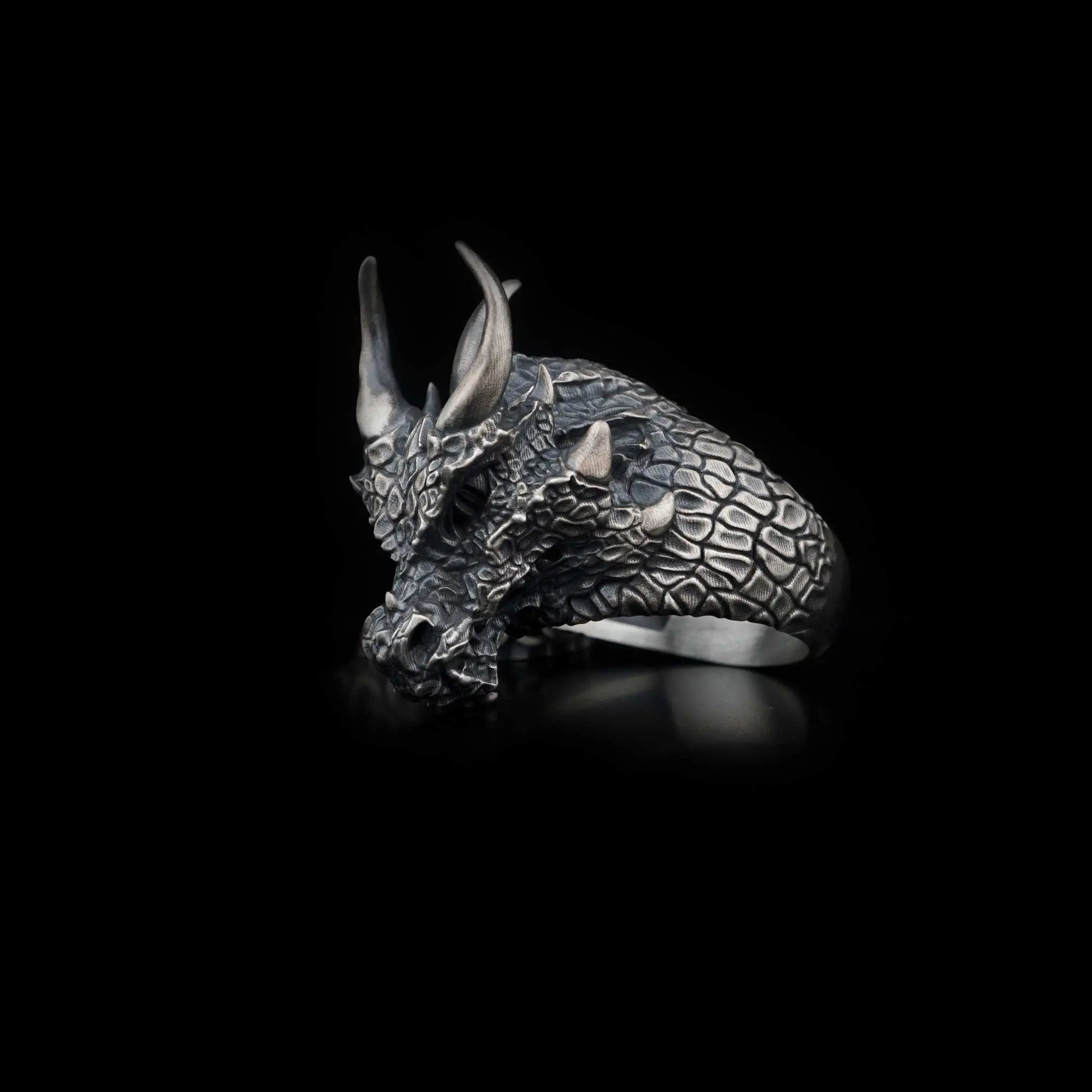 Sterling Silver Dragon Ring: Viking Fantasy Unisex Band   Charmora Jewelry