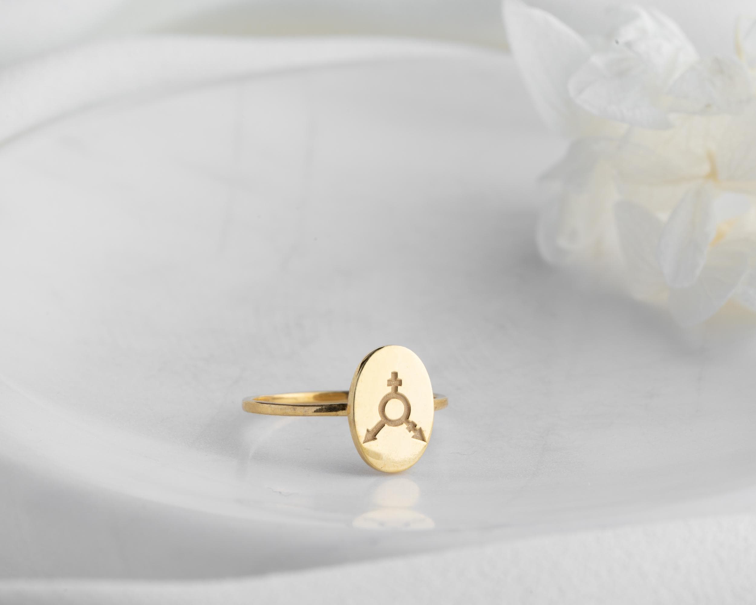 Bague Symbole Transgenre en Or Massif : Bijoux LGBTQ Fierté