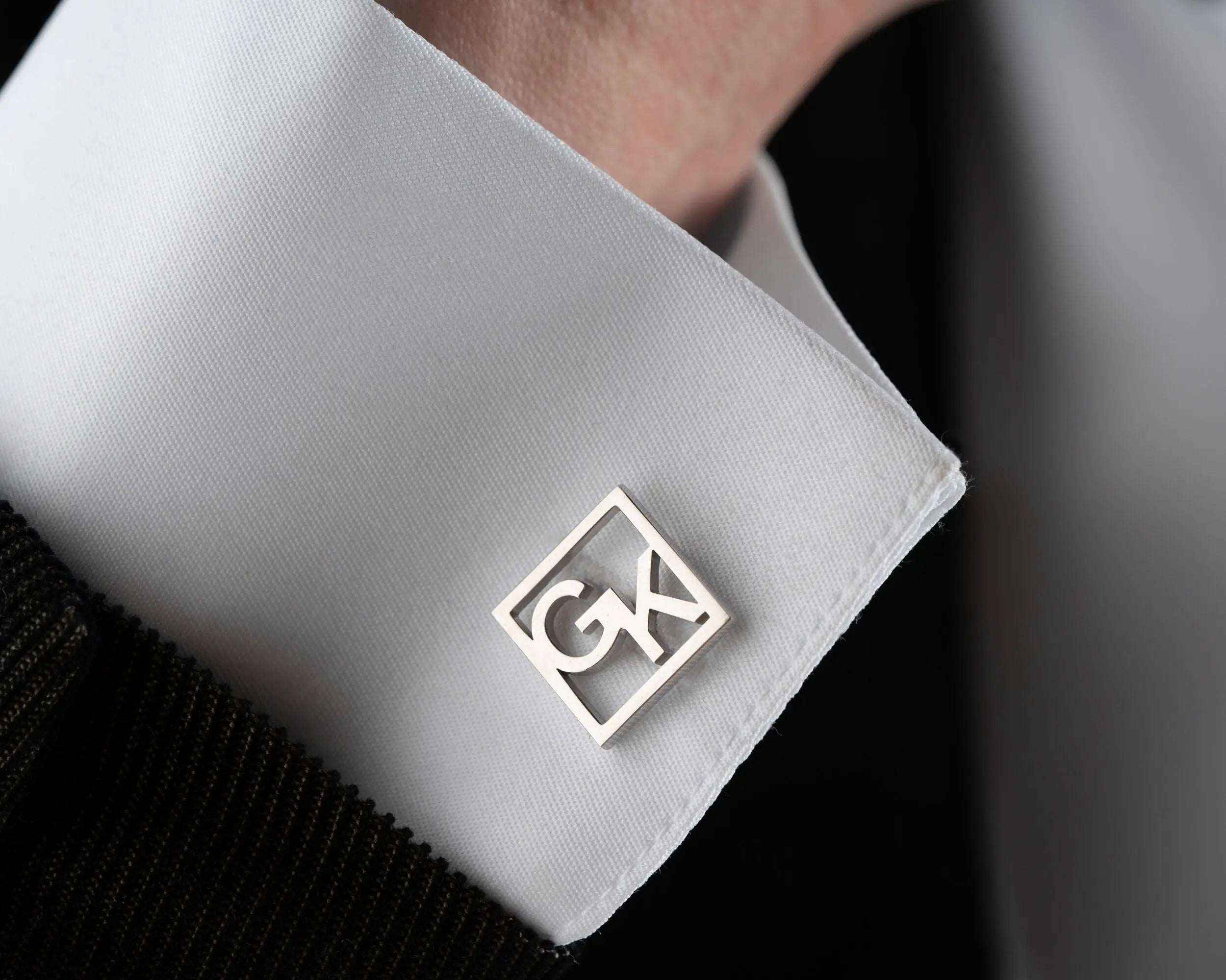 Sterling Silver Custom Initial Cufflinks, Personalized Wedding Gift