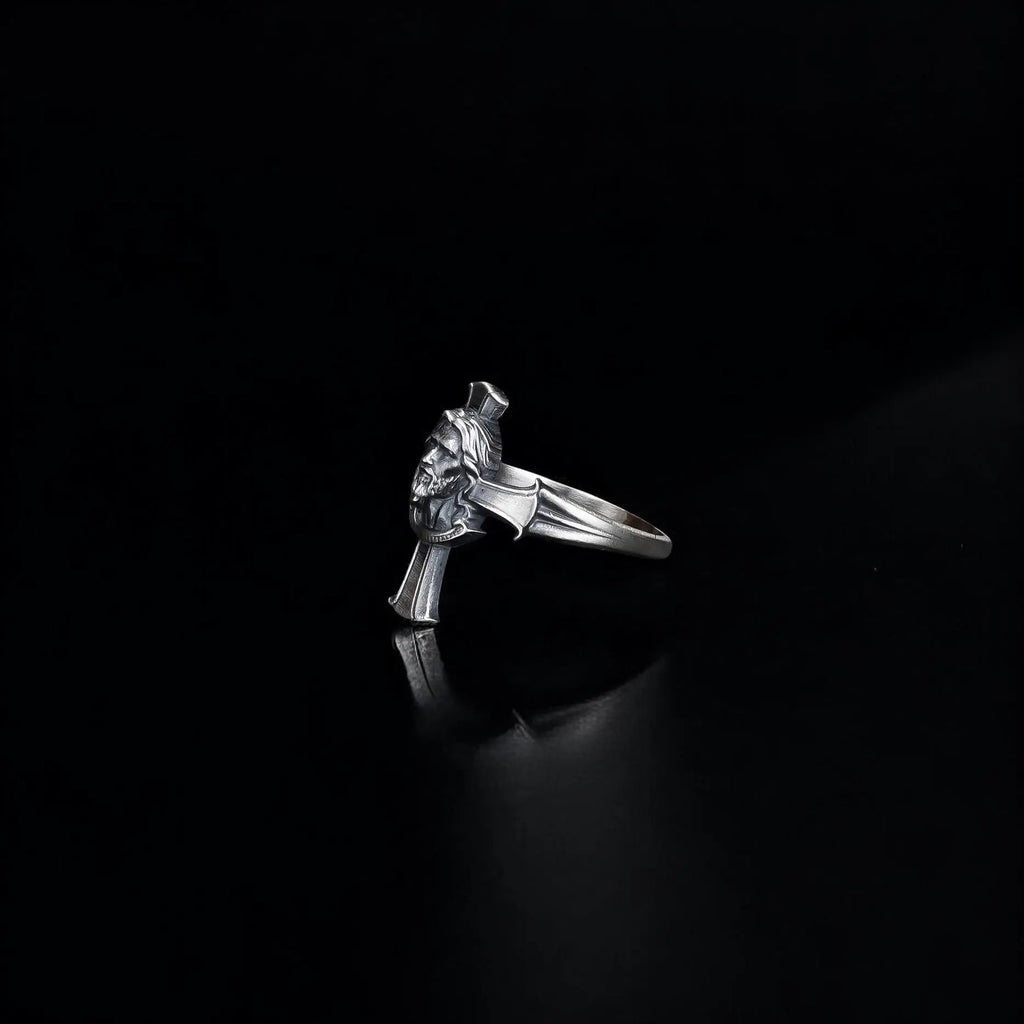 Sterling Silver Cross Jesus Ring: Religious Christian Jewelry   Charmora Jewelry