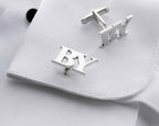 Handmade Sterling Silver Initial Cufflinks: Engraved Groomsmen Gift