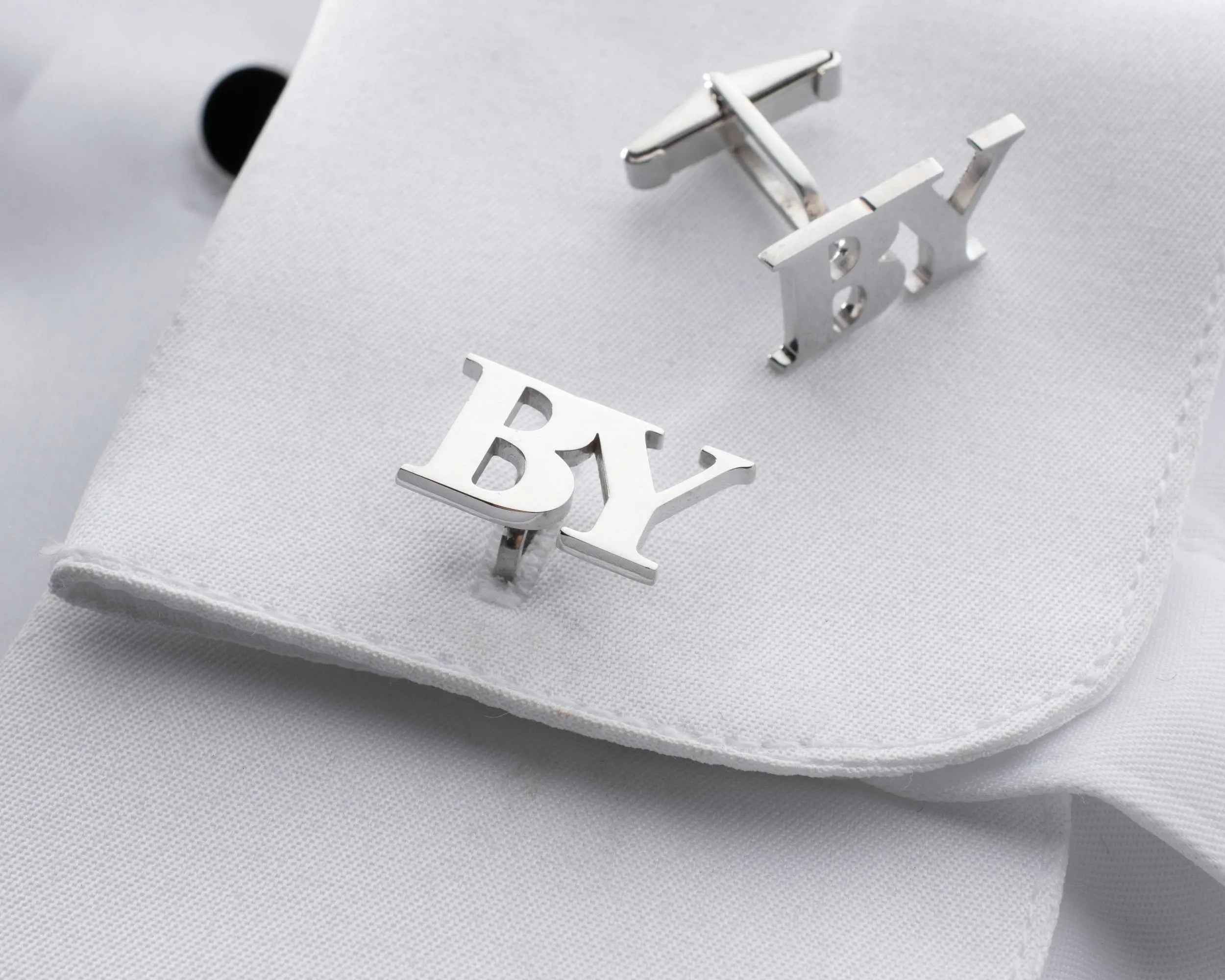 Handmade Sterling Silver Initial Cufflinks: Engraved Groomsmen Gift