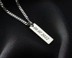 Engraved Sterling Silver Bar Necklace for Men Personalized Gift   Charmora Jewelry