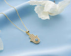 Sterling Silver Hamsa Hand Necklace: Fatima Pendant, Spiritual Jewelry