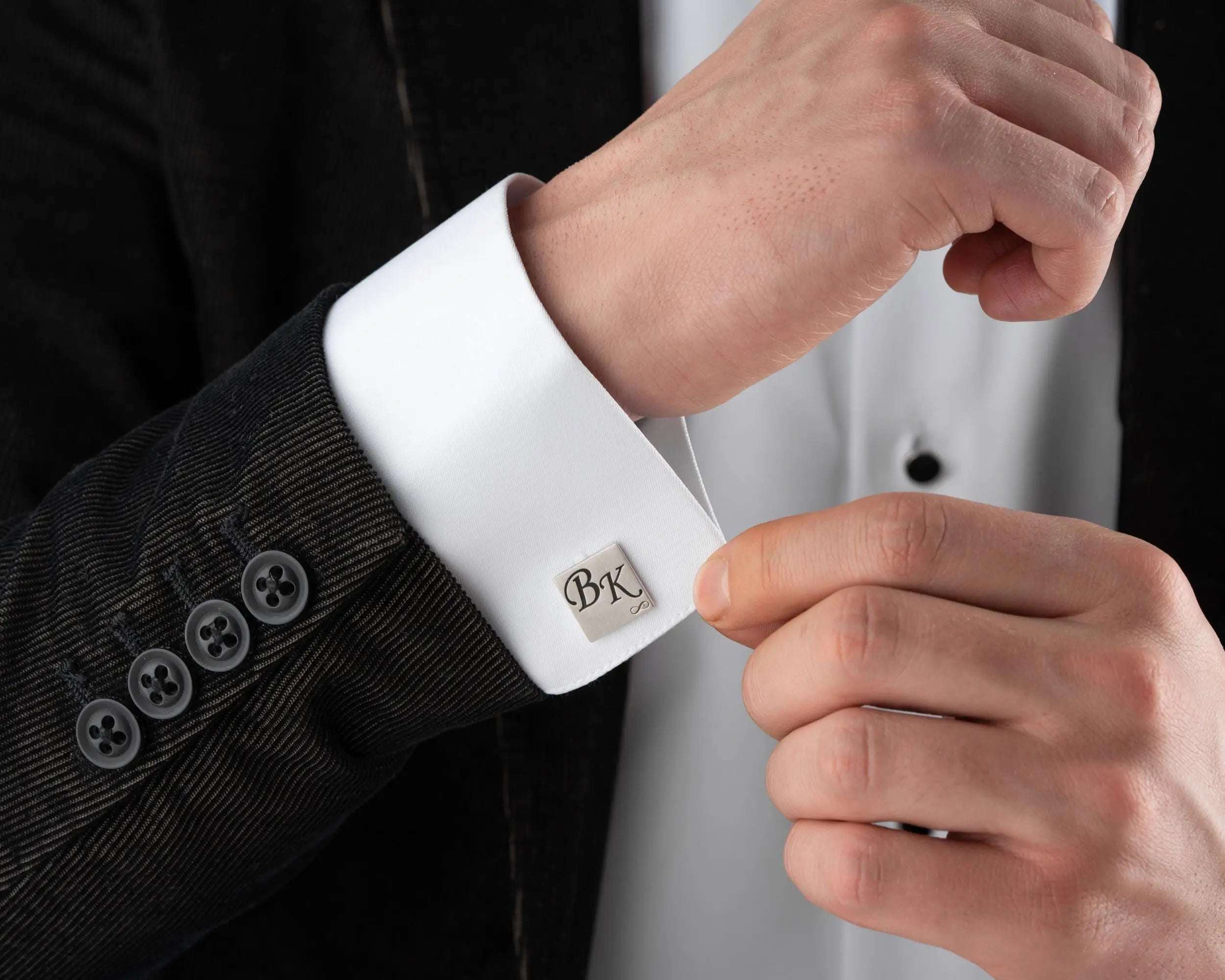 Engraved Sterling Silver Infinity Cufflinks: Personalized Wedding Groomsmen Gift   Charmora Jewelry